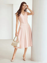 MOTF PREMIUM WOVEN WOMEN'S V-NECK FOLD PLEATED DRESS